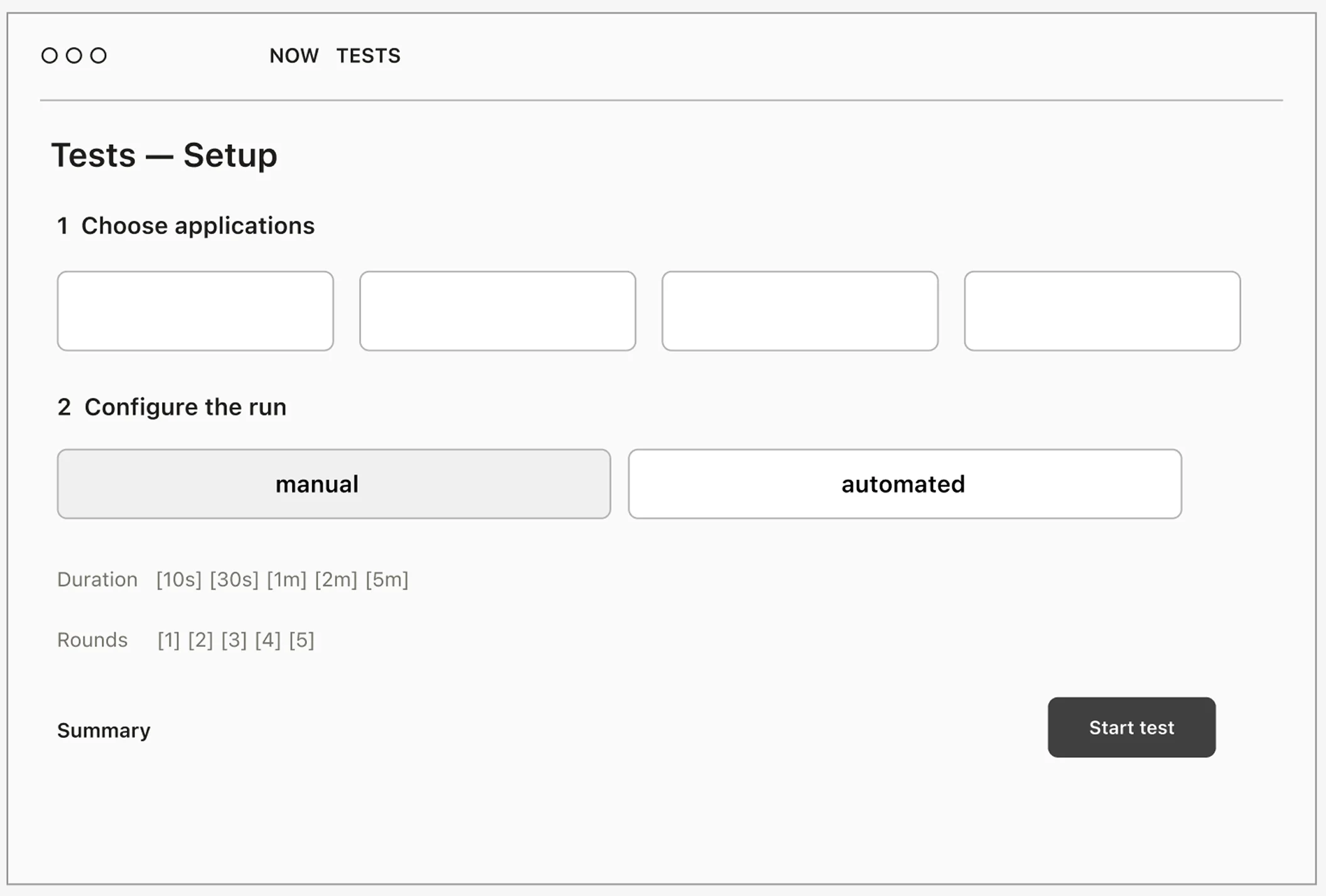 Wireframe of a simplified controlled test setup.