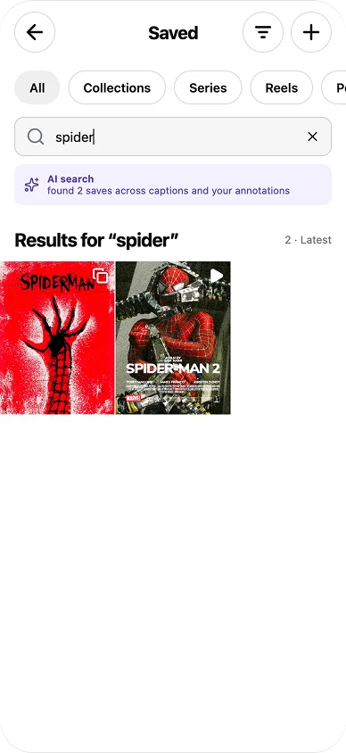 Prototype search for spider returning two saved posts.